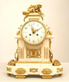 French Louis XVI Marble Bronze Mantle Clock - 4201656