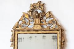 French Louis XVI Period 1790s Giltwood Mirror with Carved Bird and Flags - 3608583
