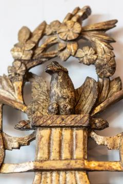 French Louis XVI Period 1790s Giltwood Mirror with Carved Bird and Flags - 3608595