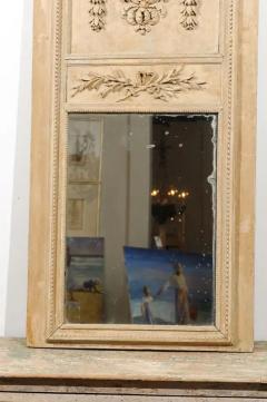 French Louis XVI Period 1790s Painted Wood Trumeau Mirror with Scrollwork Motifs - 3422422
