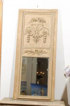 French Louis XVI Period 1790s Painted Wood Trumeau Mirror with Scrollwork Motifs - 3422430