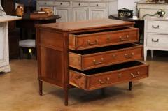 French Louis XVI Period 1790s Walnut Three Drawer Commode with Fluted Side Posts - 3555898