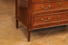 French Louis XVI Period 1790s Walnut Three Drawer Commode with Fluted Side Posts - 3555909