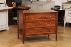 French Louis XVI Period 1790s Walnut Three Drawer Commode with Fluted Side Posts - 3555915