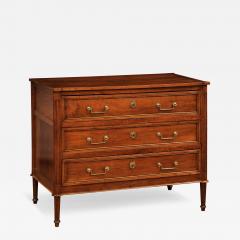 French Louis XVI Period 1790s Walnut Three Drawer Commode with Fluted Side Posts - 3560691