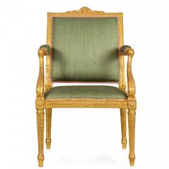 French Louis XVI Period Carved Giltwood Arm Chair Fauteuil ca 1775 - 4514097