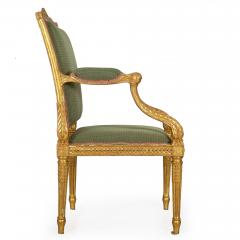 French Louis XVI Period Carved Giltwood Arm Chair Fauteuil ca 1775 - 4514098