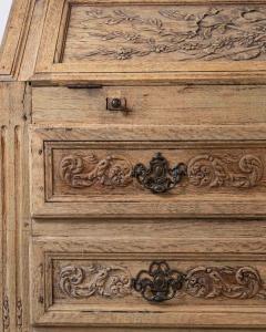 French Louis XVI Period Carved Oak Slant Front Secretary Desk Li ge Late 18th - 4737334