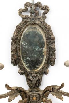 French Louis XVI Silver Plate Mirrored Wall Sconce - 4670425