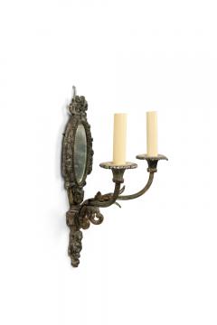 French Louis XVI Silver Plate Mirrored Wall Sconce - 4670430