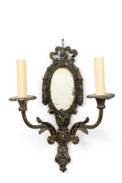 French Louis XVI Silver Plate Mirrored Wall Sconce - 4670432