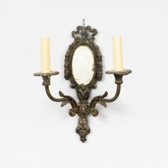 French Louis XVI Silver Plate Mirrored Wall Sconce - 4735004