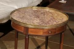 French Louis XVI Style 1890s Bouillotte Table with Marble Top and Brass Gallery - 3424160