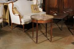 French Louis XVI Style 1890s Bouillotte Table with Marble Top and Brass Gallery - 3424163