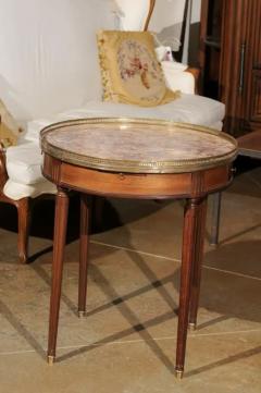 French Louis XVI Style 1890s Bouillotte Table with Marble Top and Brass Gallery - 3424283