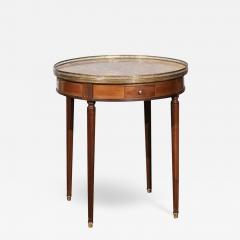 French Louis XVI Style 1890s Bouillotte Table with Marble Top and Brass Gallery - 3435403