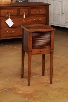 French Louis XVI Style 1890s Walnut Bedside Table with Tambour Door - 3550217