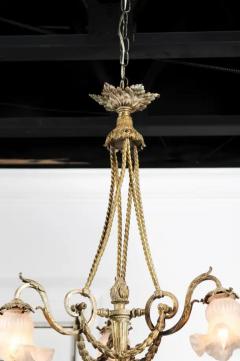 French Louis XVI Style 19th Century Bronze Three Light Chandelier with Torch - 3426970