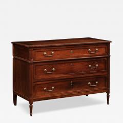 French Louis XVI Style 19th Century Cherry Three Drawer Commode with Fluting - 3546812