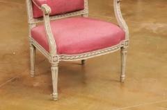 French Louis XVI Style 19th Century Painted Fauteuil with Abundant Carved D cor - 3550120