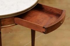 French Louis XVI Style 19th Century Walnut Bouillotte Table with Marble Top - 3538481