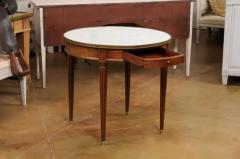 French Louis XVI Style 19th Century Walnut Bouillotte Table with Marble Top - 3538488