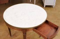 French Louis XVI Style 19th Century Walnut Bouillotte Table with Marble Top - 3538546