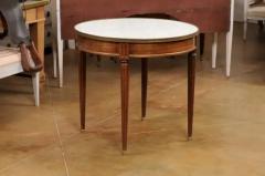 French Louis XVI Style 19th Century Walnut Bouillotte Table with Marble Top - 3538551