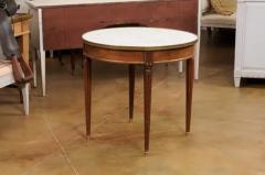 French Louis XVI Style 19th Century Walnut Bouillotte Table with Marble Top - 3538558