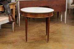 French Louis XVI Style 19th Century Walnut Bouillotte Table with Marble Top - 3538571