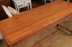 French Louis XVI Style 20th Century Pine Console Table with Cylindrical Legs - 3521564