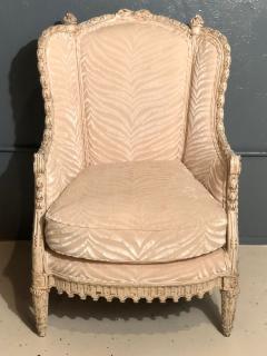 French Louis XVI Style Berg re Armchair with Silk Velvet Upholstery - 2976670