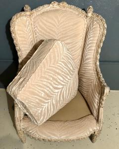 French Louis XVI Style Berg re Armchair with Silk Velvet Upholstery - 2976671