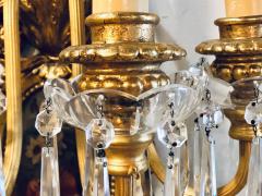 French Louis XVI Style Bronze Crystal Rams Head Five Light Sconces 1920s - 4300277