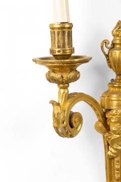 French Louis XVI Style Bronze Dore Cupid Wall Sconce - 1398310
