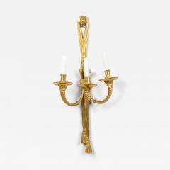 French Louis XVI Style Bronze Dore Tassel Wall Sconce - 4708901
