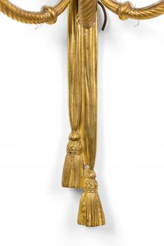 French Louis XVI Style Bronze Dore Tassel Wall Sconces - 1399067