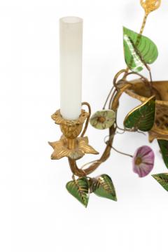 French Louis XVI Style Bronze Dore and Opaline Floral Wall Sconces - 4656184