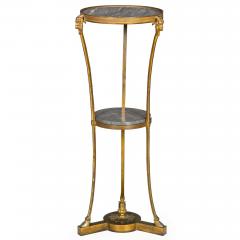 French Louis XVI Style Bronze and Marble Two Tier Table Gueridon - 4502480