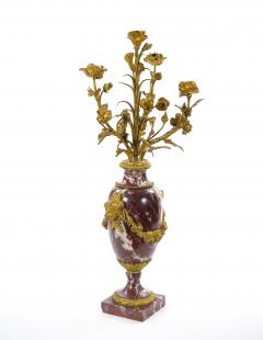 French Louis XVI Style Candelabra White veined Red Marble Gilt Bronze 1885 - 4552689