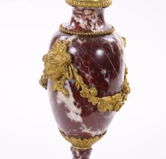 French Louis XVI Style Candelabra White veined Red Marble Gilt Bronze 1885 - 4552693