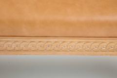 French Louis XVI Style Carved Pine Bench with Leather Seat - 2402691