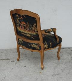 French Louis XVI Style Carved Wood and Chinoiserie Print Armchair - 2736915