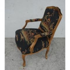 French Louis XVI Style Carved Wood and Chinoiserie Print Armchair - 2736916