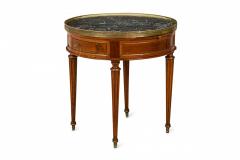French Louis XVI Style Circular Marble Gallery Top Mahogany Bouillotte Table - 4653476