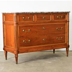 French Louis XVI Style Fruitwood Marble Commode - 3957817