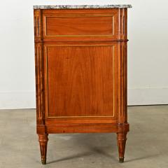 French Louis XVI Style Fruitwood Marble Commode - 3957818