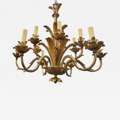 French Louis XVI Style Gilt Bronze Palm Frond Chandelier - 4426696
