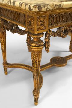 French Louis XVI Style Gilt Center Table with Marble Top - 1424433