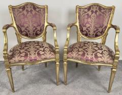 French Louis XVI Style Gilt Plum Damask Pattern Upholstery Dining Chairs 10pcs - 3756676